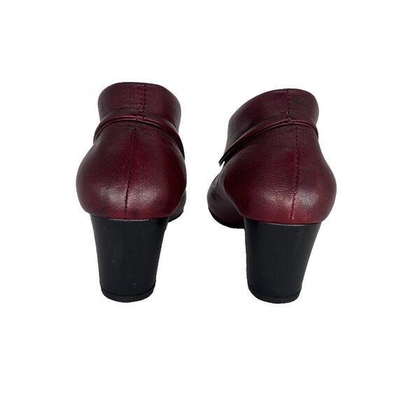 Sofia Artisan Burgundy Leather heel Folded Brim size 6.5,V Cut ankle boot - Picture 4 of 11
